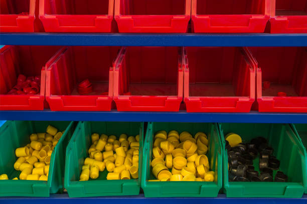 istock Colourful plastic bins and trays in storage room 871967866