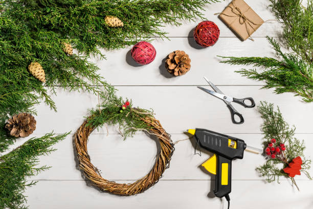 istock Christmas wreath decoration with handmade DIY, do it by yourself 871971140