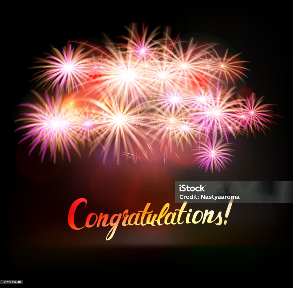 Congratulations Explotion Congratulations Word With Fireworks Stock Illustration - Download Image ...