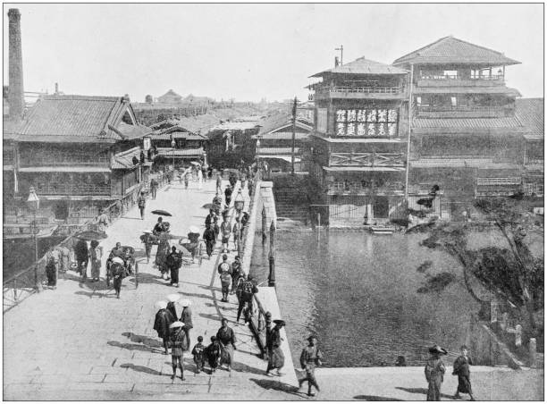 Antique photograph of World's famous sites: Osaka Antique photograph of World's famous sites: Osaka osaka japan stock illustrations