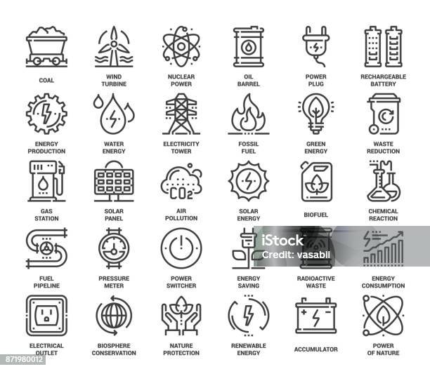 Power And Energy Stock Illustration - Download Image Now - Icon Symbol, Fuel and Power Generation, Chemistry