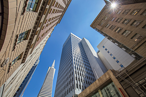 Downtown district skyscraper in San Francisco