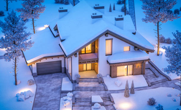 istock 3d rendering of modern cozy house in chalet style 871986294