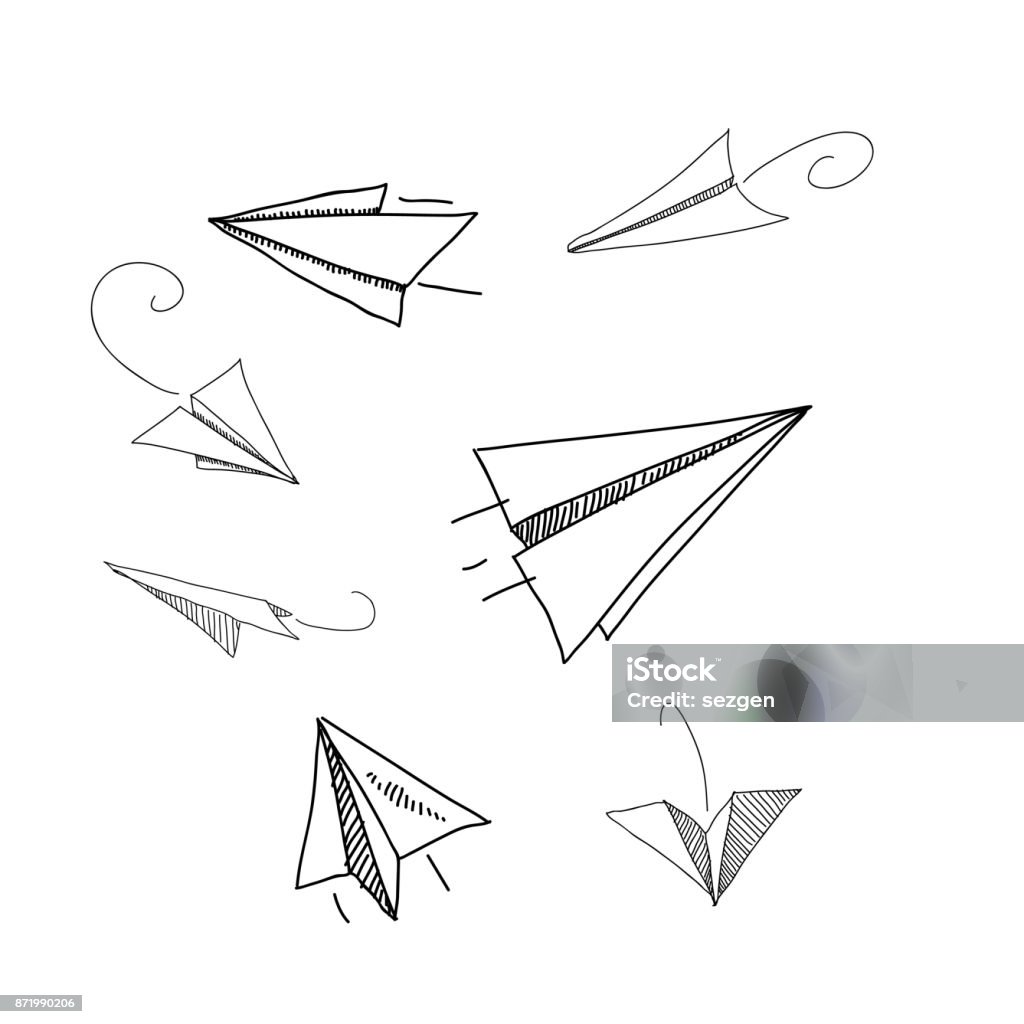 Hand Drawing Sketch Paper Plane Vector Illustrations Stock Illustration ...