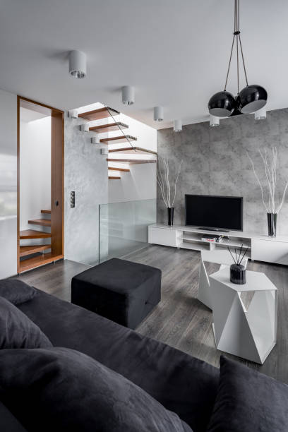Living room with staircase