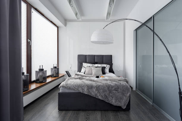 istock Bedroom with floor lamp 871993374