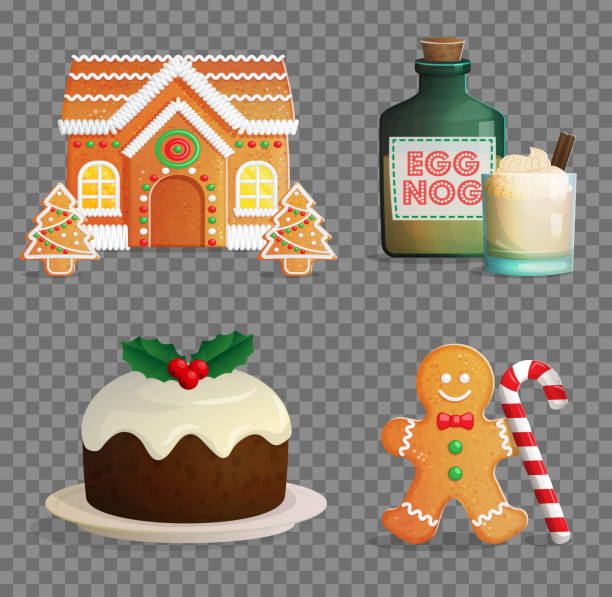 illustrations, cliparts, dessins animés et icônes de noël traditionnel traite illustration jeu - cookie christmas gingerbread man candy cane