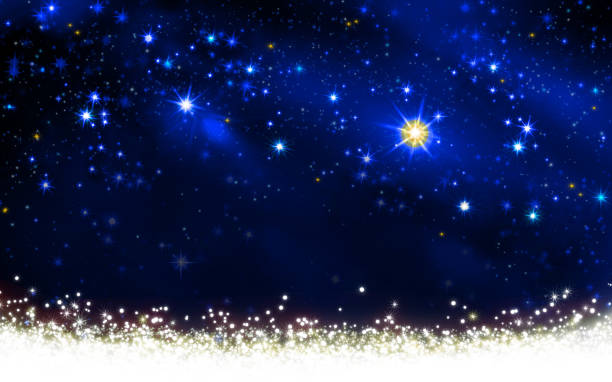 Night sky with colorful stars and white snow Milky way abstract background with stars.Abstract sky background and white snow. schmuckkörbchen stock illustrations