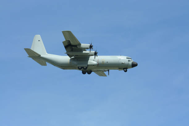 istock Big military Airplane transportation landing 872024160