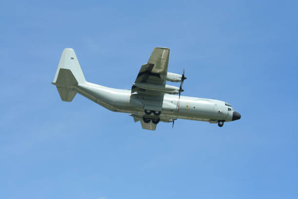 istock Big military Airplane transportation landing 872024170