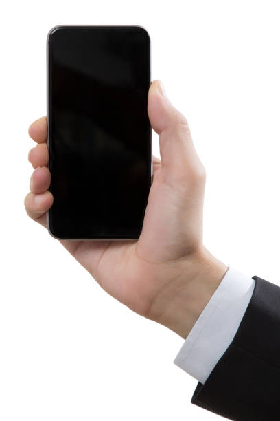 istock Businessman hand holding smart phone with path 872024172