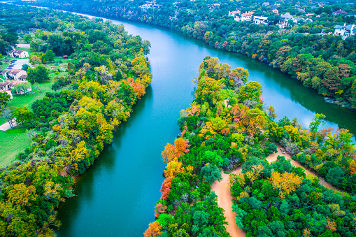 Fall comes to Austin Texas red bud Isle fall foliage changes along Colorado river Austin Texas Nature landscape