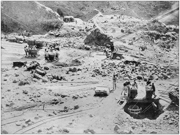 Antique photograph of World's famous sites: Kimberley diamond mine Antique photograph of World's famous sites: Kimberley diamond mine 1890 stock illustrations