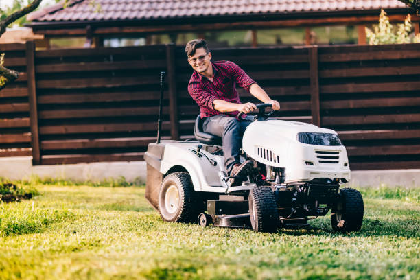 istock Gardening works with man using lawn mower, tractor and industrial tools 872037694