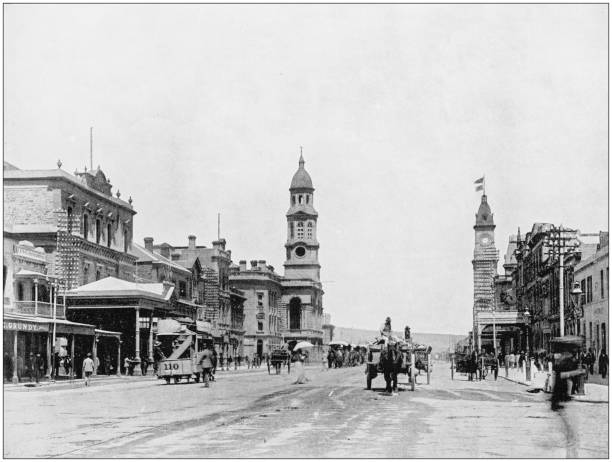 starožitná fotografie světoznámých míst: adelaide - austrálie fotky stock ilustrace