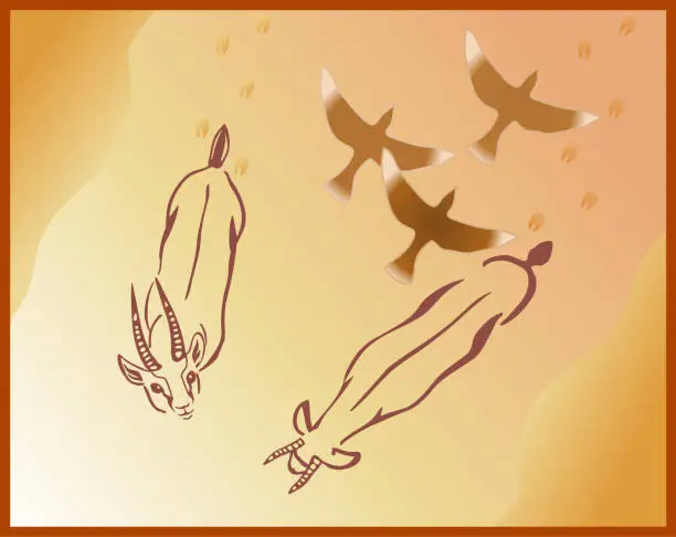 Vector illustration of Guess which antelope looks at the stars at night.