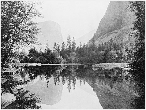 Antique photograph of World's famous sites: Yosemite Valley Mirror Lake
