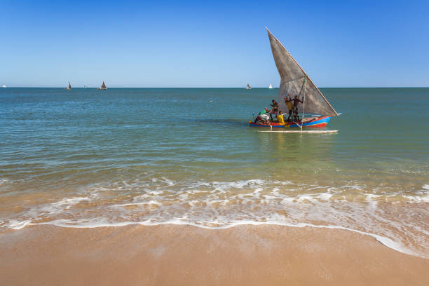 Departure for fishing Antsanitia, Madagascar, September 27, 2016: Departure for fishing of sailors near the Malagasy fishing village of Antsanitia, Western Madagascar mozambique channel stock pictures, royalty-free photos & images
