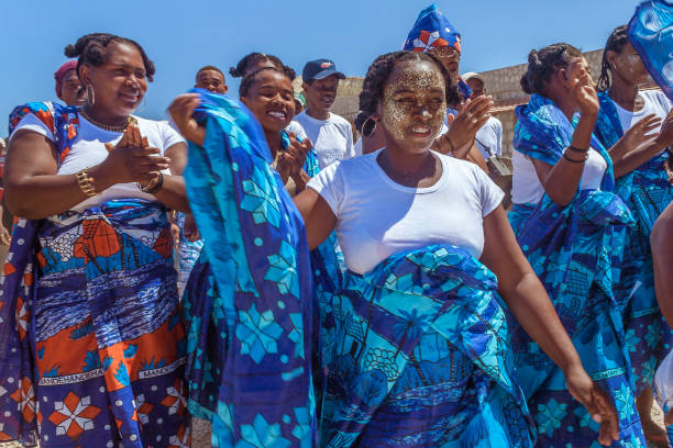 Antsanitia, Madagascar, September 27, 2016: Malagasy people during a ceremony with their traditional outfits in Antsanitia, Western Madagascar