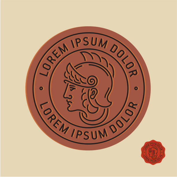 로마 군인 라인 스탬프 - coin roman ancient rome stock illustrations