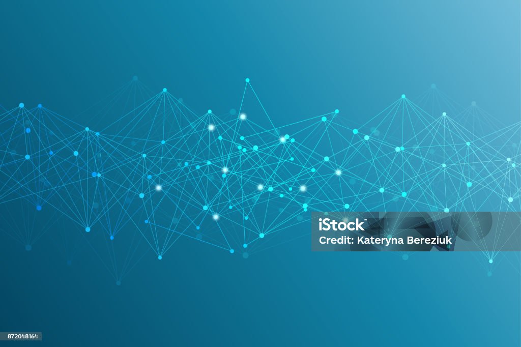 Abstrait géométrique avec ligne connectée et points. Concept scientifique pour votre conception. Illustration vectorielle - clipart vectoriel de Fond libre de droits