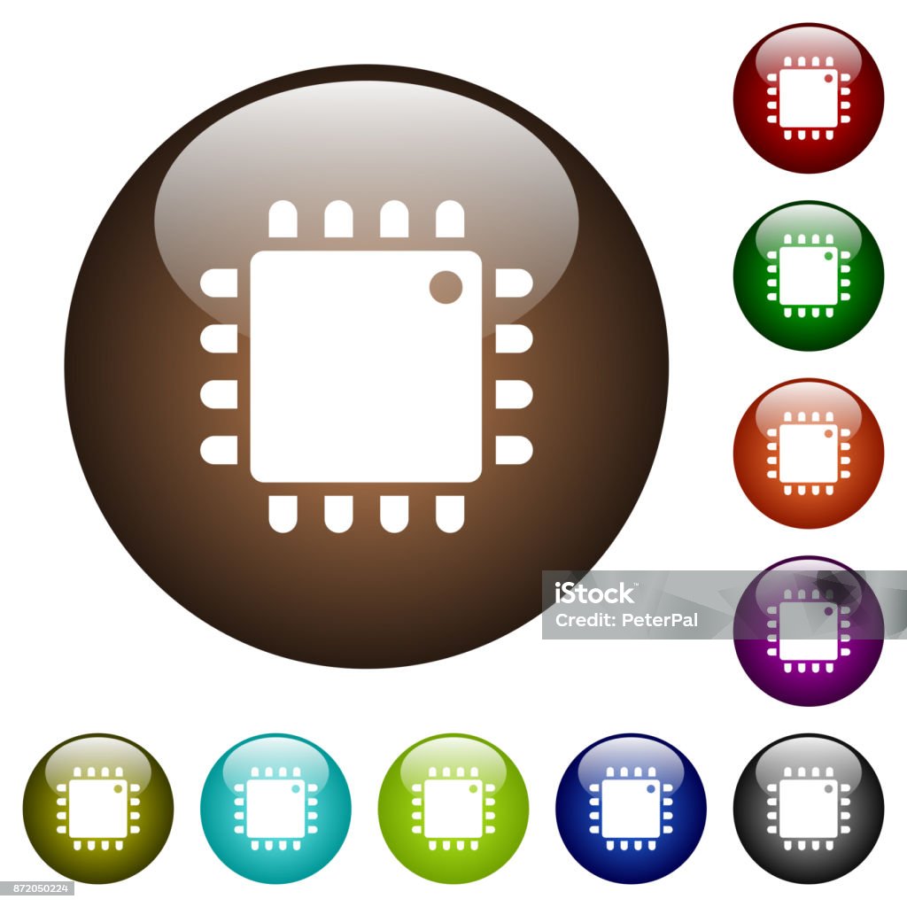 Cpu Small Button Computer Processor Color Glass Buttons Stock Illustration - Download ...