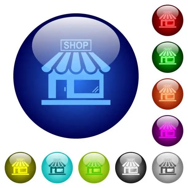 Vector illustration of Store front color glass buttons