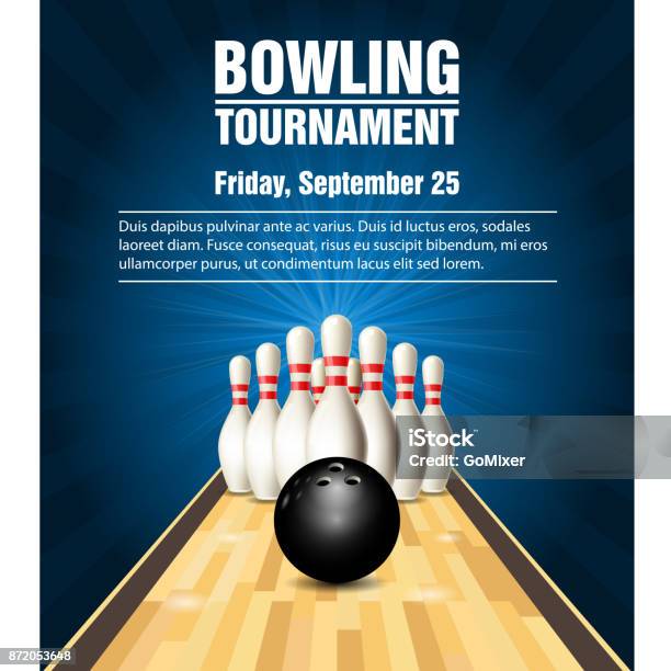 Skittles And Bowling Ball On Bowling Court Stock Illustration - Download Image Now - Ten Pin Bowling, Bowling Alley, Flyer - Leaflet