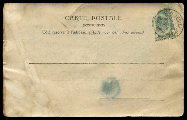 istock vintage postcard with blank content sent from Belgium in 1907, a very good background for any usage of the historic postcard communications. 872054514