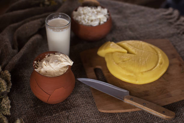 istock Organic milk cottage cheese and cream 872057330
