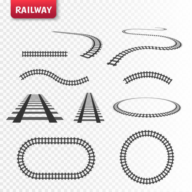 illustrations, cliparts, dessins animés et icônes de rails de vecteur défini. chemins de fer sur fond blanc. voie ferrée - rail fence