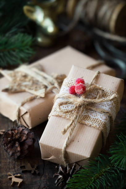 istock Kraft paper wrapped Christmas gifts 872058174