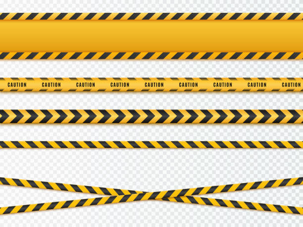 Yellow and black danger tapes. Caution lines isolated. Vector Yellow and black danger tapes. Caution lines isolated. Vector illustration geographical locations stock illustrations