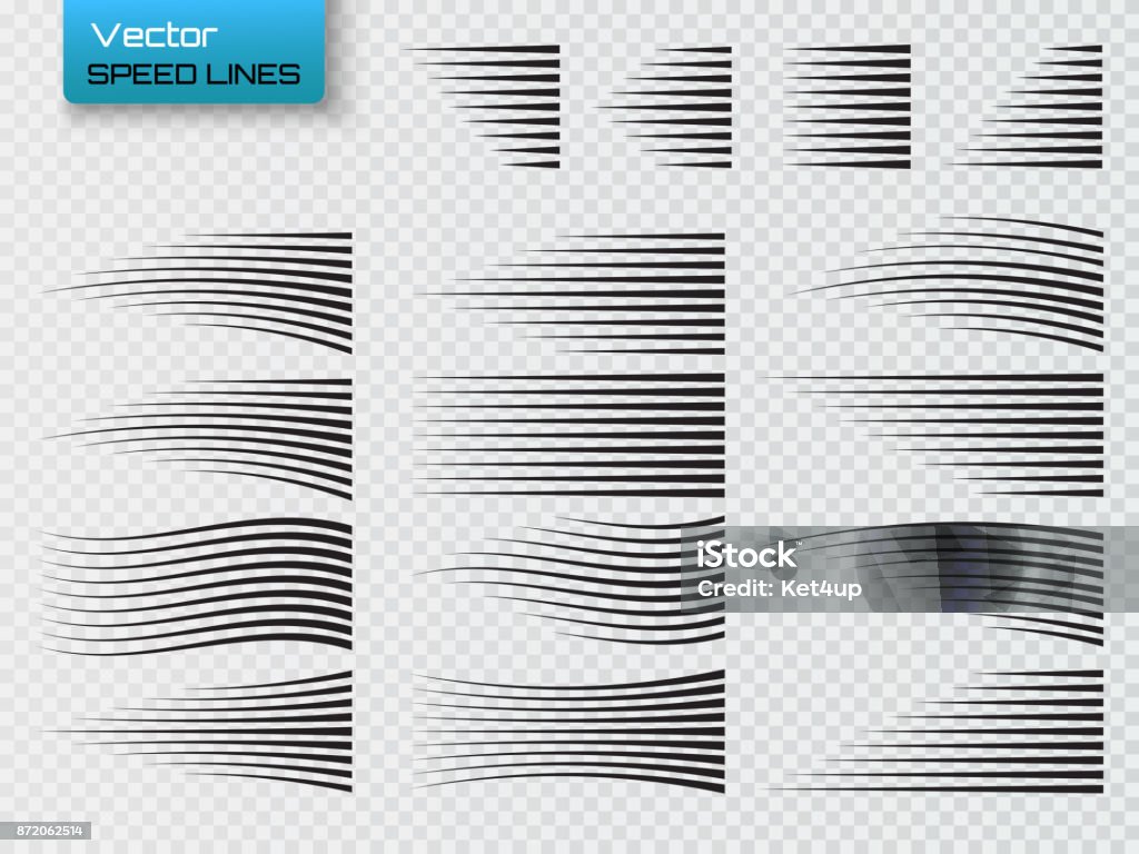 Líneas de velocidad aisladas. Conjunto de señales de movimiento. Vector de - arte vectorial de Fila - Arreglo libre de derechos