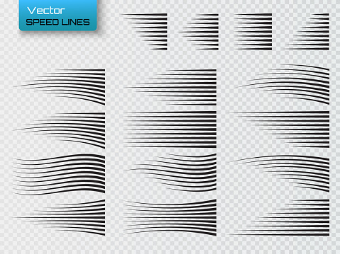 Speed lines isolated. Set of motion signs. Vector illustration.