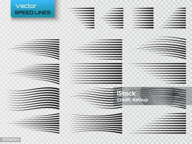 Speed Lines Isolated Set Of Motion Signs Vector Stock Illustration - Download Image Now - In A Row, Striped, Speed