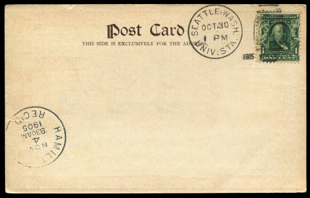 istock vintage postcard with blank content sent from Seattle to hamilton inside USA in 1905, a very good background for any usage of the historic postcard communications. 872065272