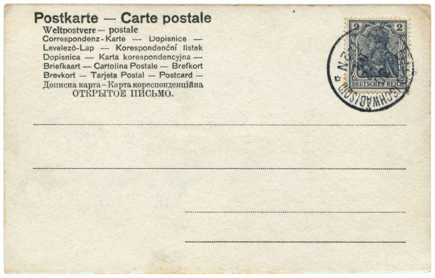 istock vintage postcard with blank content sent from Germany, a very good background for any usage of the historic postcard communications. 872066654
