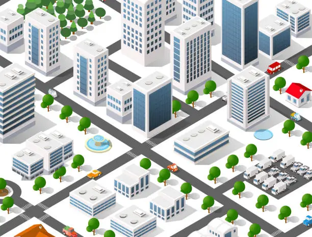 Vector illustration of Urban area of the city