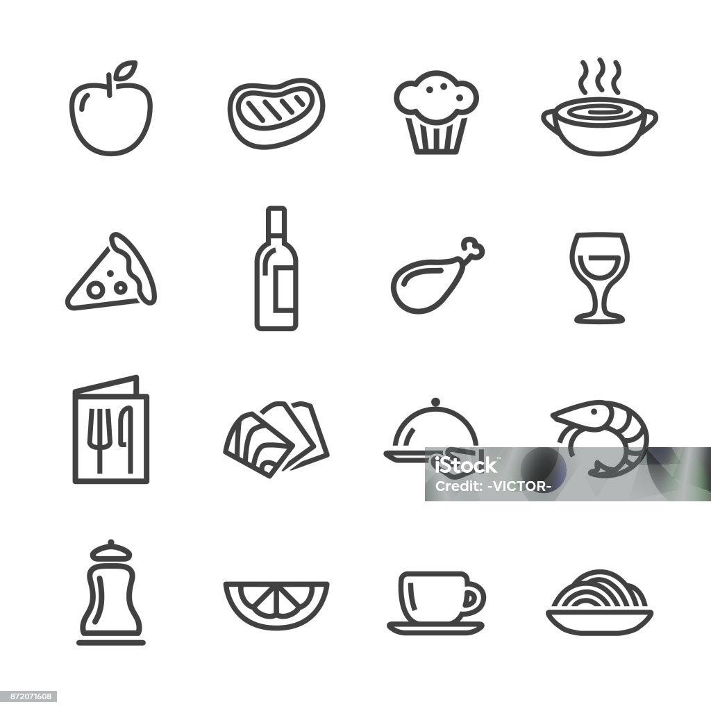Restaurant Icons - Line Series Restaurant, food, seafood, cooking, Muffin stock vector