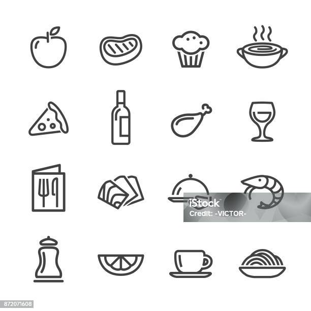 Restaurant Icons Line Series Stock Illustration - Download Image Now - Muffin, Icon Symbol, Wine Bottle