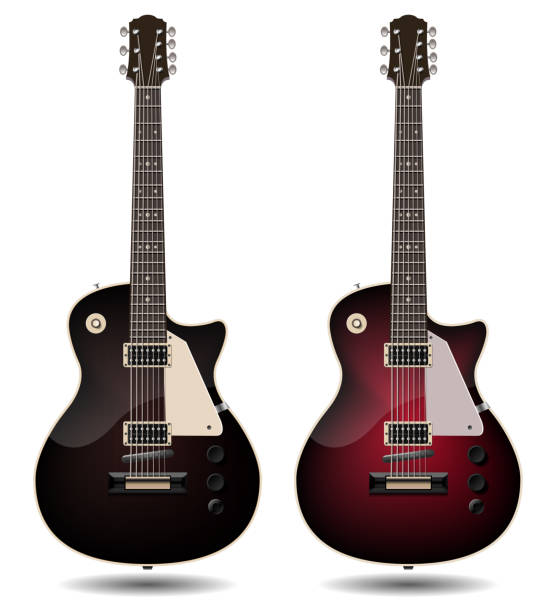 istock Electric guitar set isolated on white background. Classic electric guitar for Your business project. Black and red electric guitars. Vector Illustration 872085354