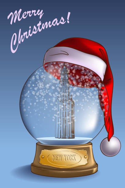 snow globe nyc - new york city built structure glass backgrounds stock-grafiken, -clipart, -cartoons und -symbole