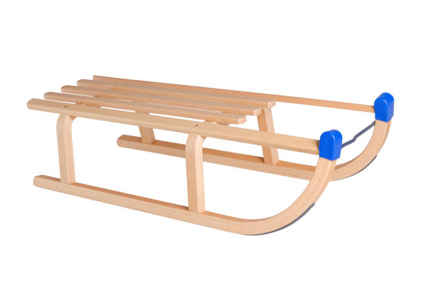 traditional wooden sleigh isolated on white
