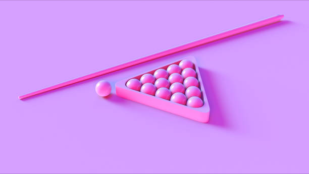 Pink Pool Cue and Balls 3d illustration 3d rendering