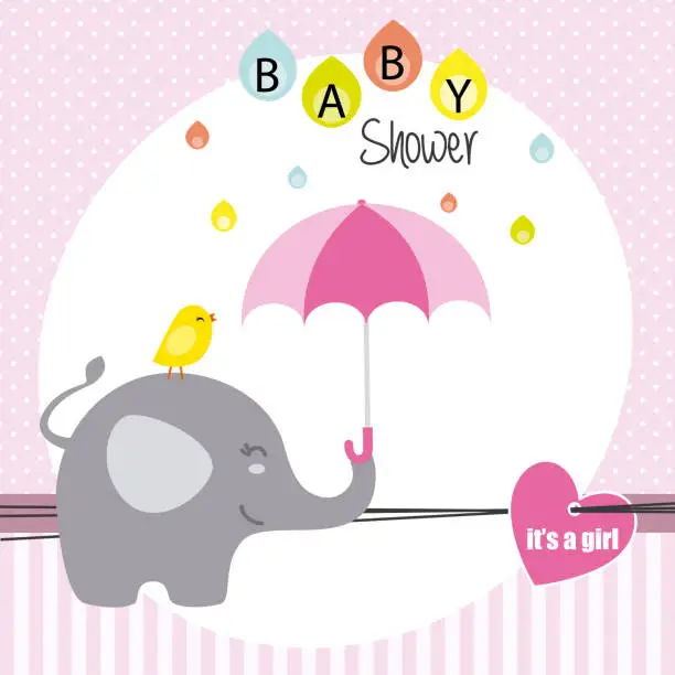 Vector illustration of baby shower girl