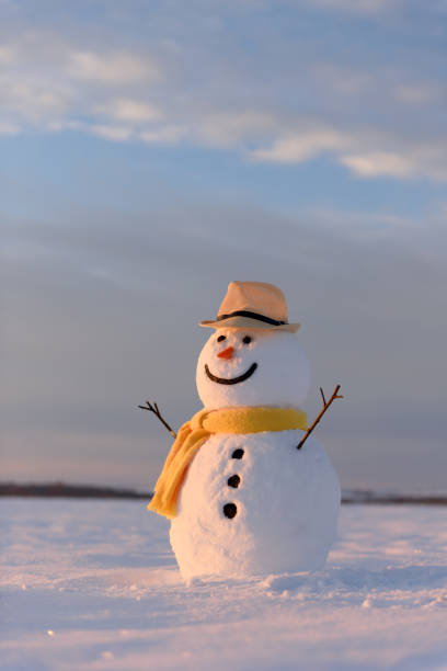 istock Funny snowman in yellow hat 872124198