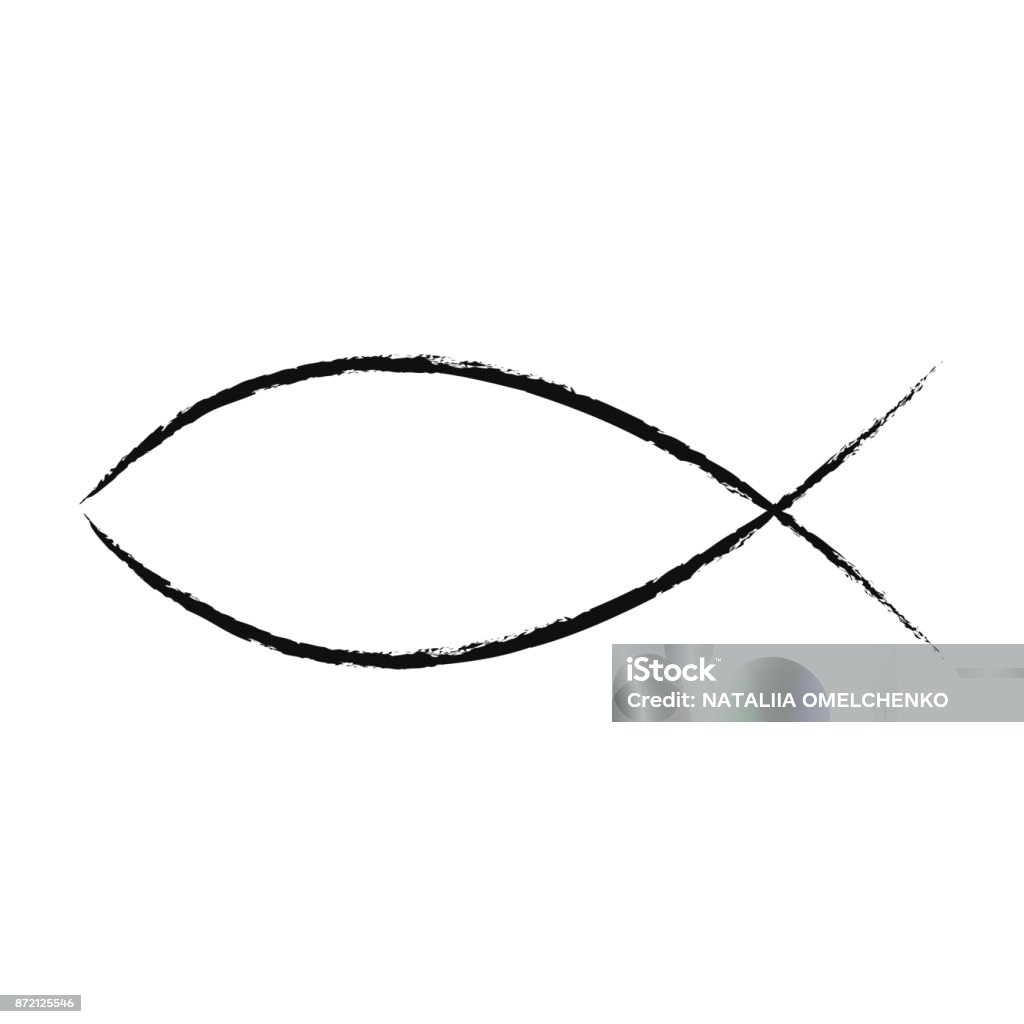 Christian symbol fish icon isolated on white background Christianity stock vector