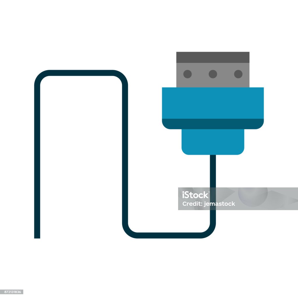 Drawn Computer Wire Computer Wire Isolated Stock Illustration - Download Image Now ...