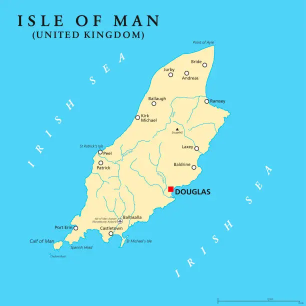 Vector illustration of Isle of Man political map